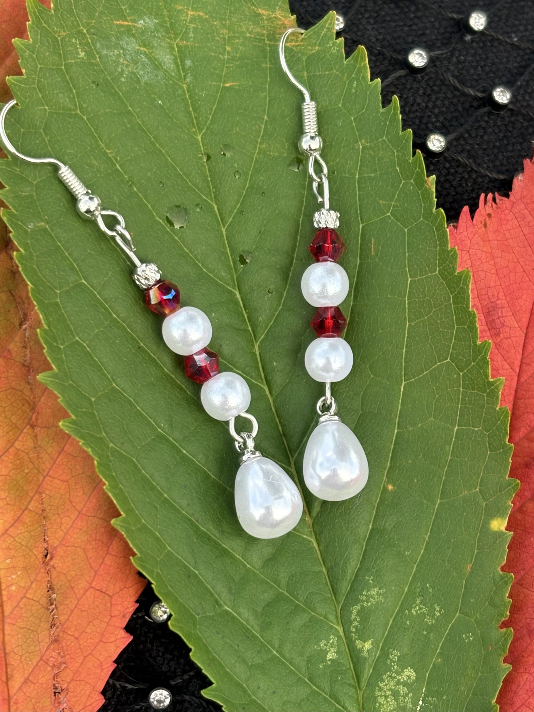 Red Pearl Earrings