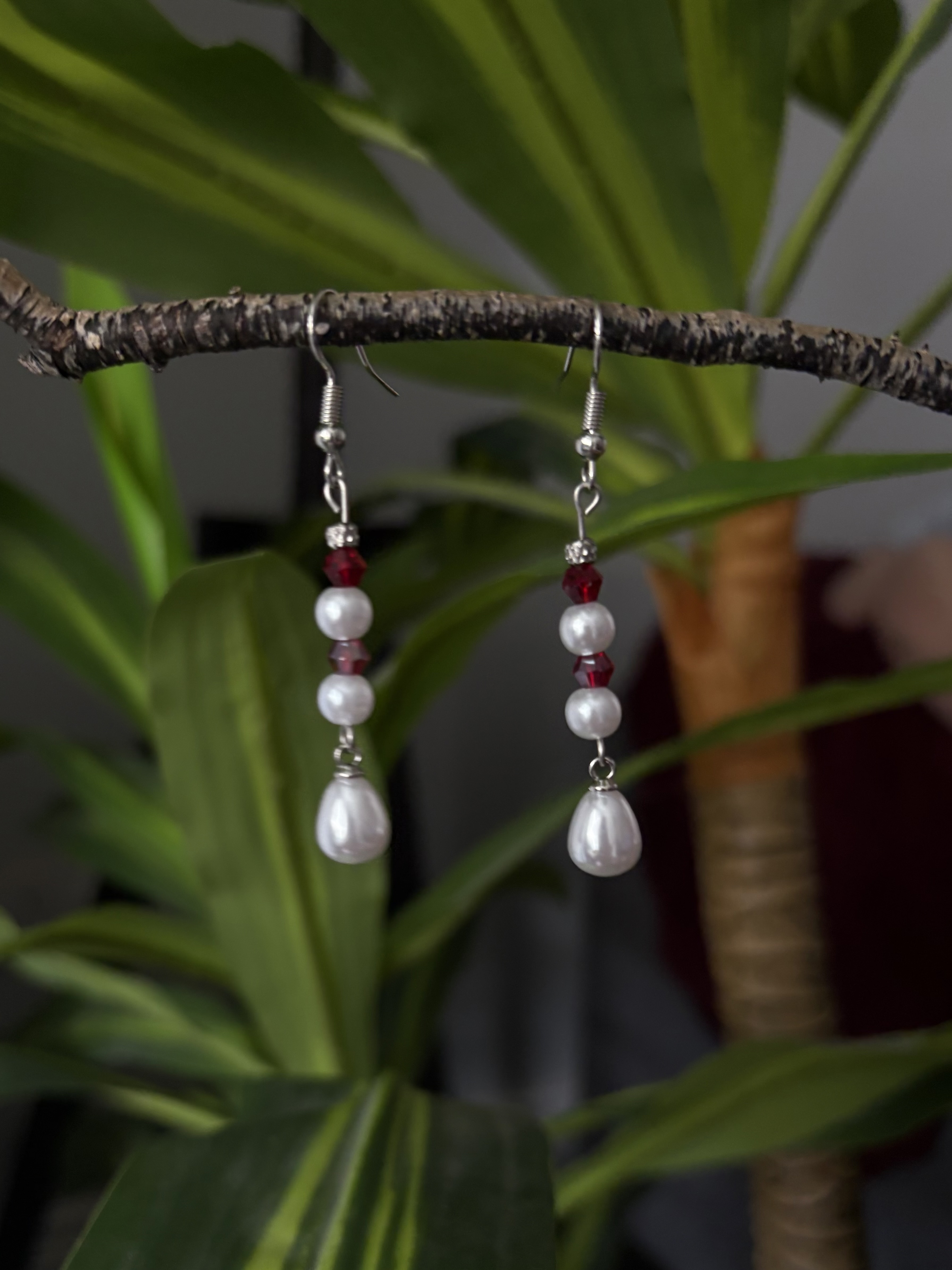 Red Pearl Earrings