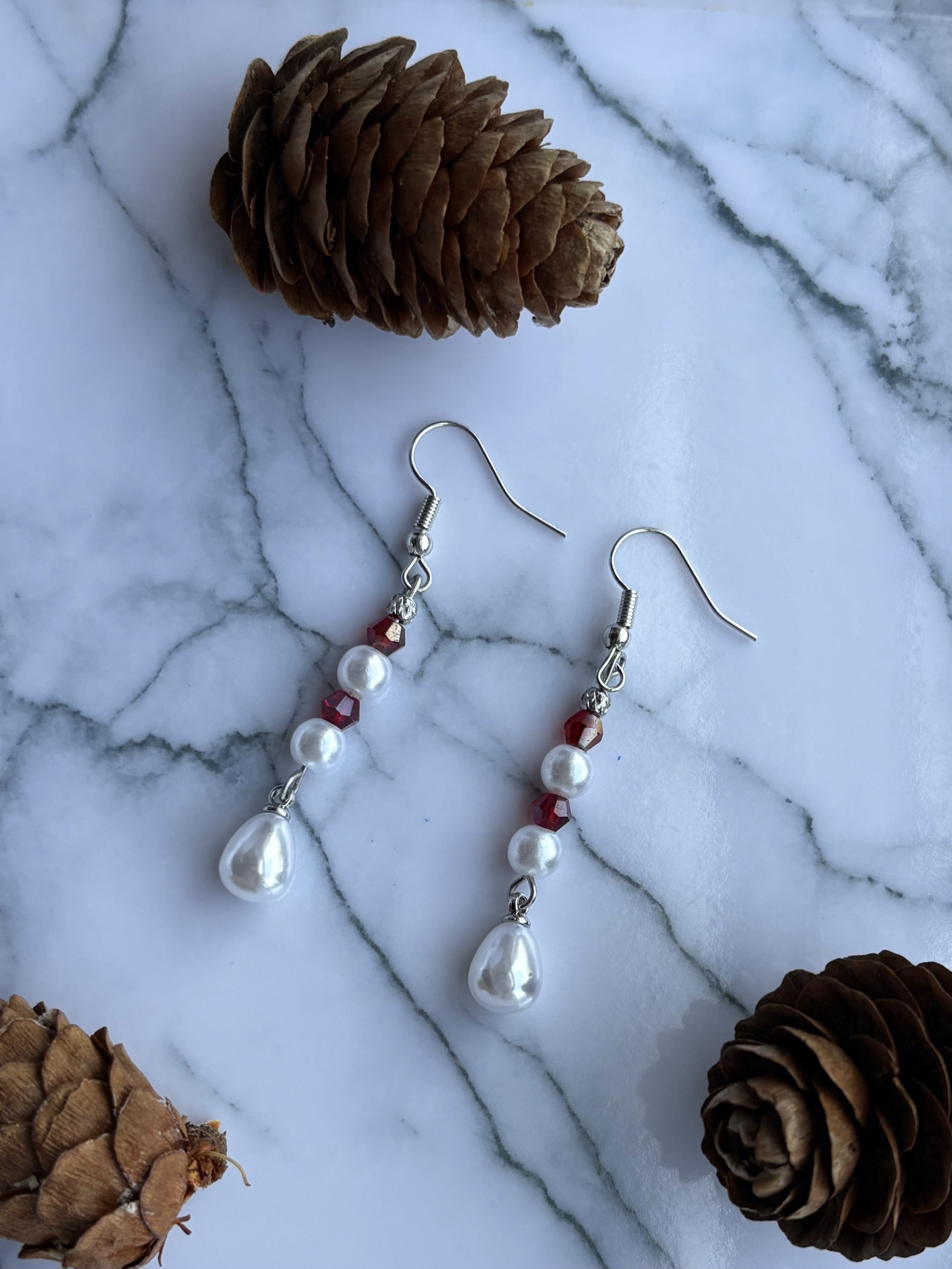 Red Pearl Earrings