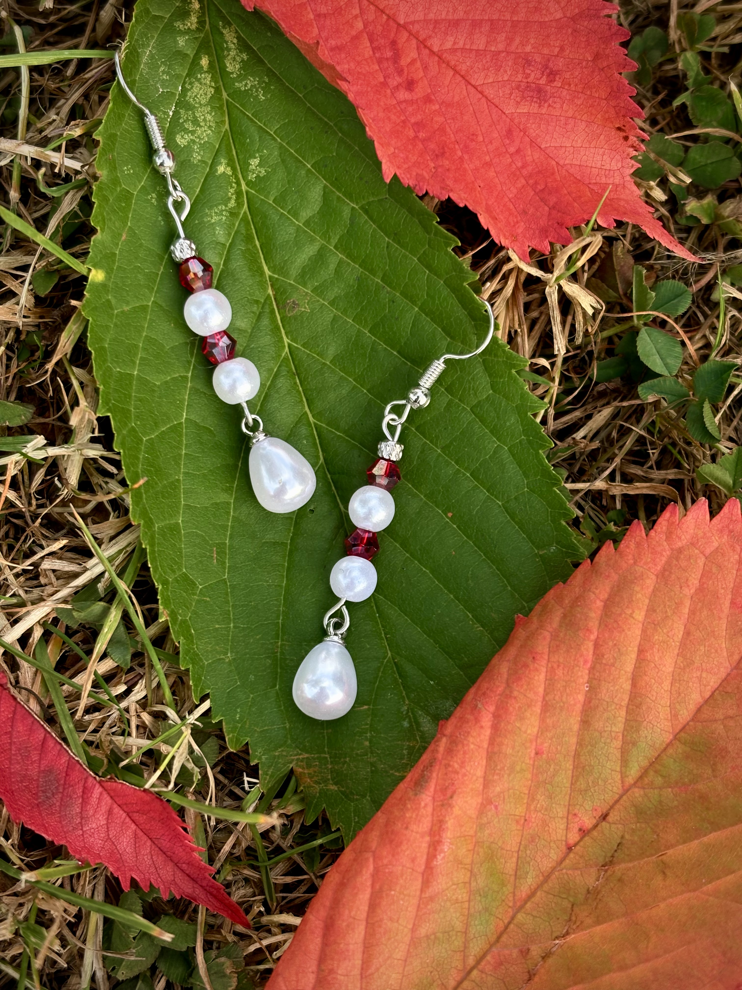 Red Pearl Earrings