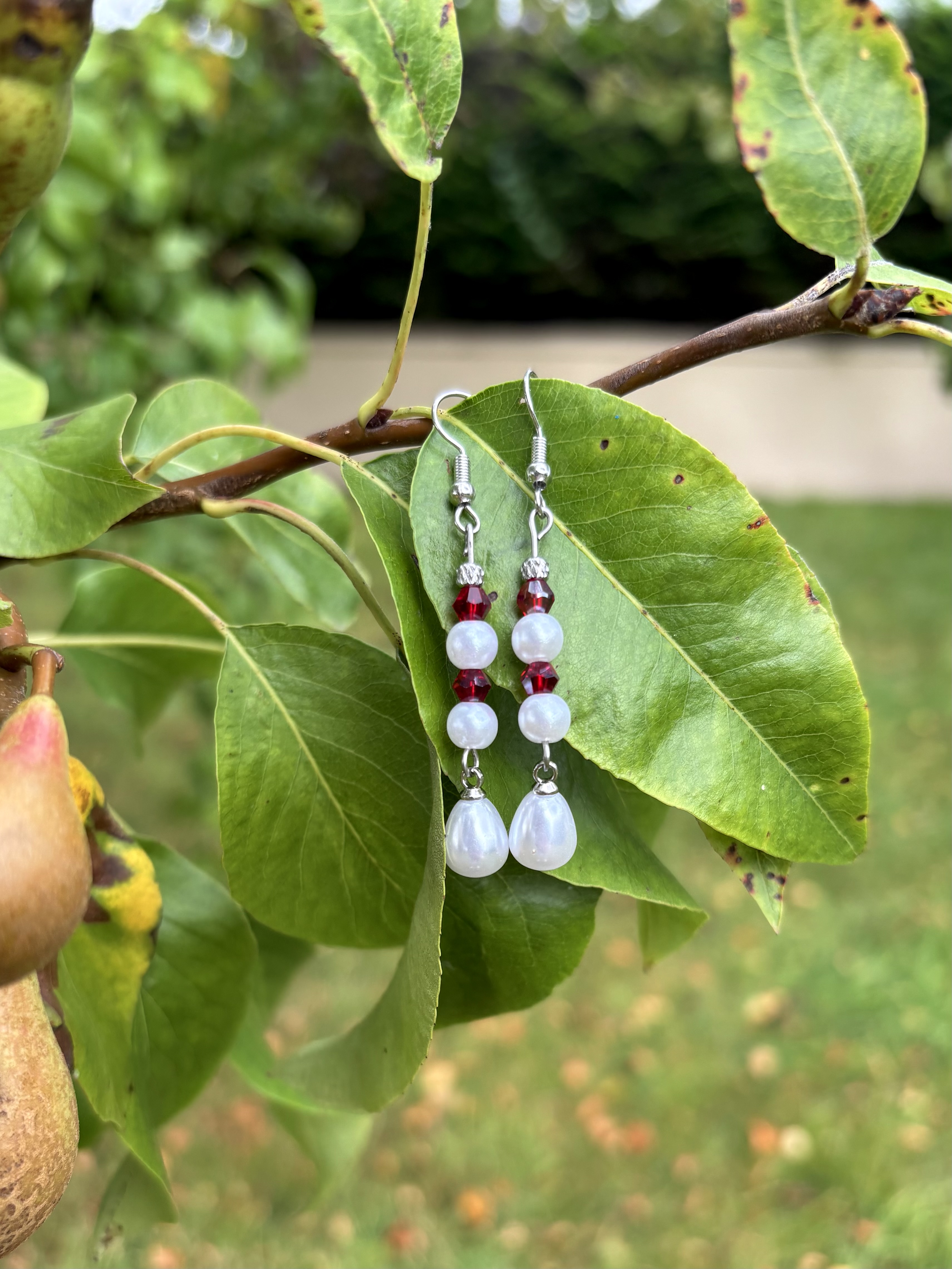 Red Pearl Earrings