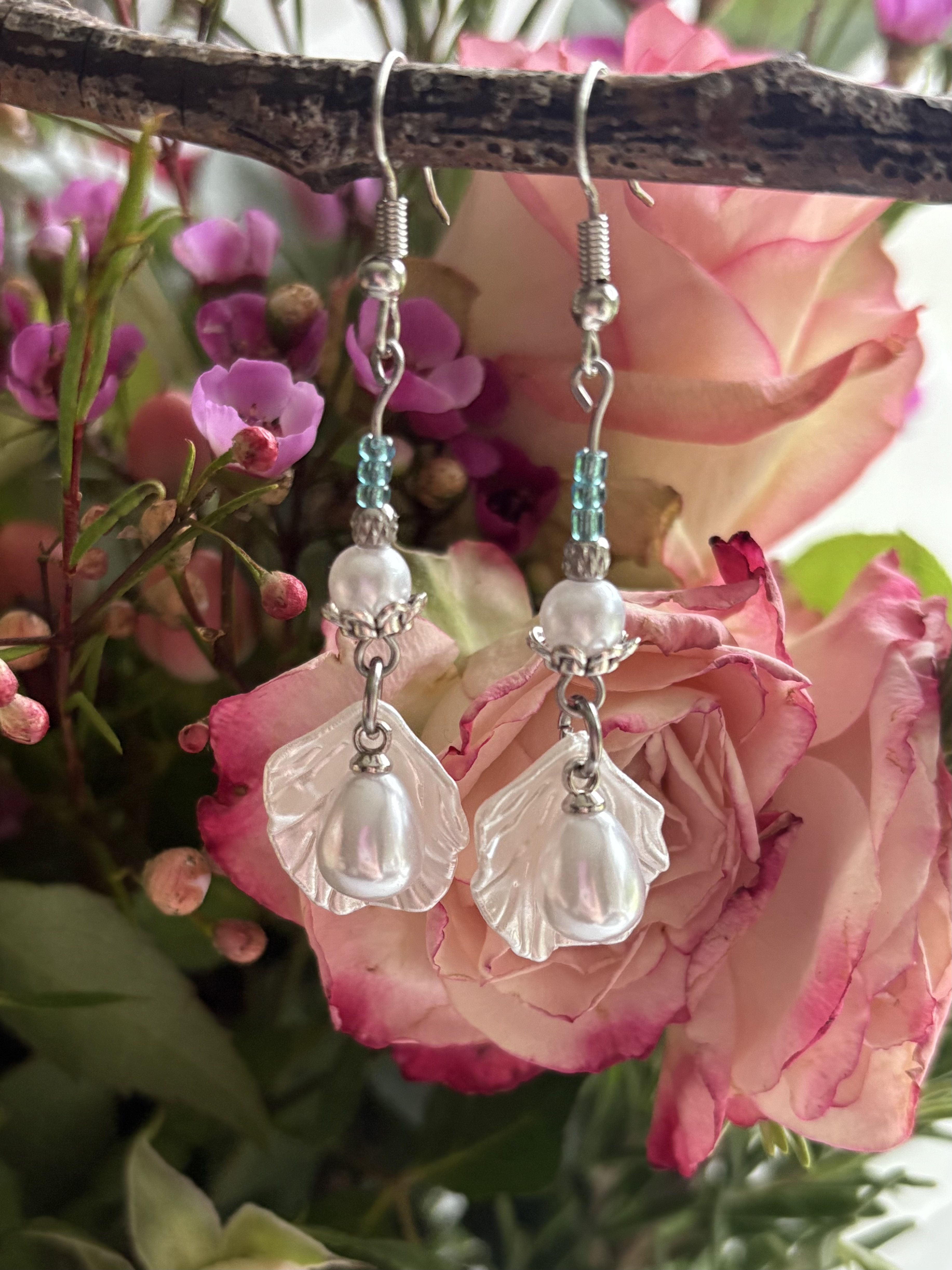 Shell and Pearl Earrings