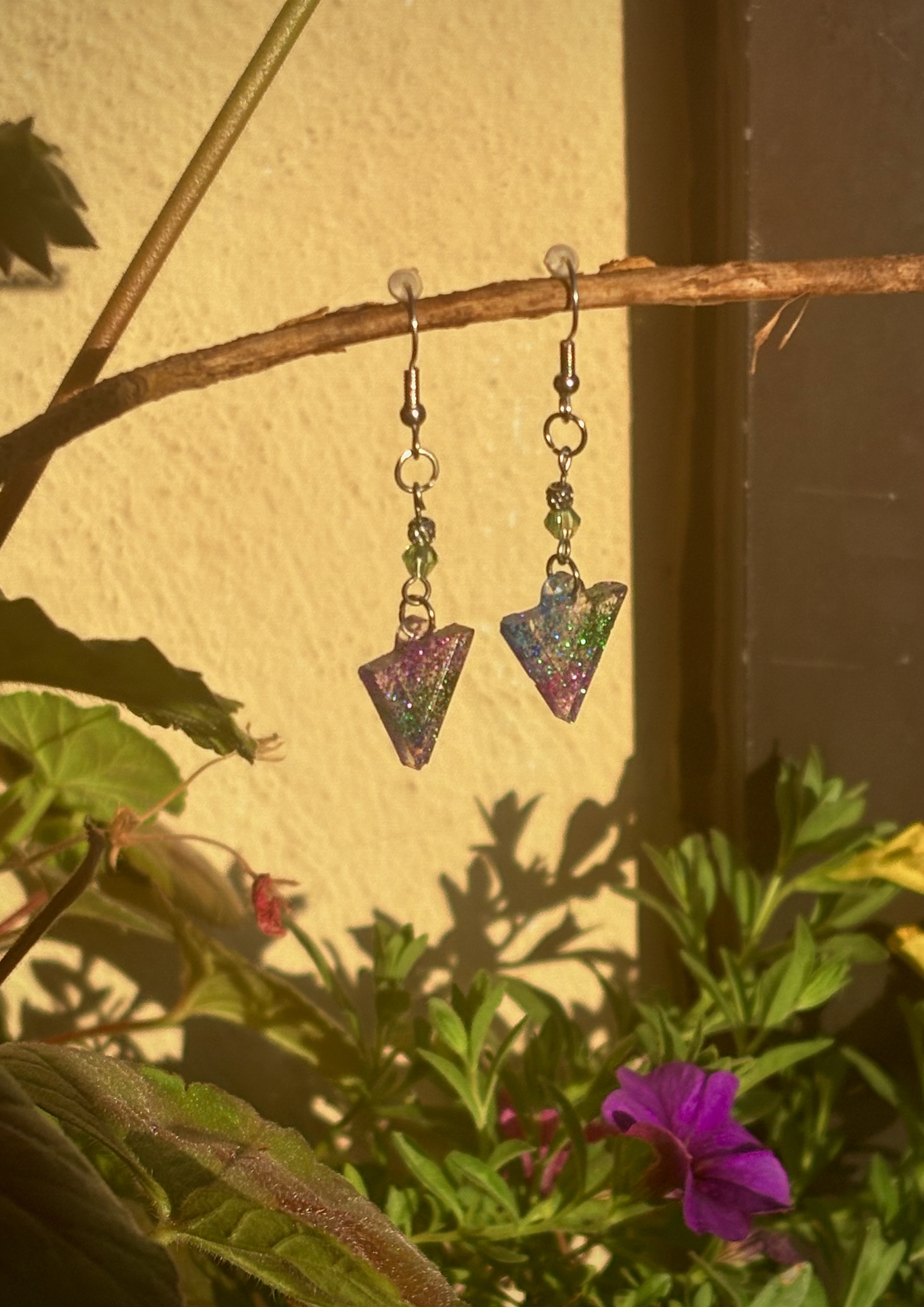 Glitter Triangle Earrings