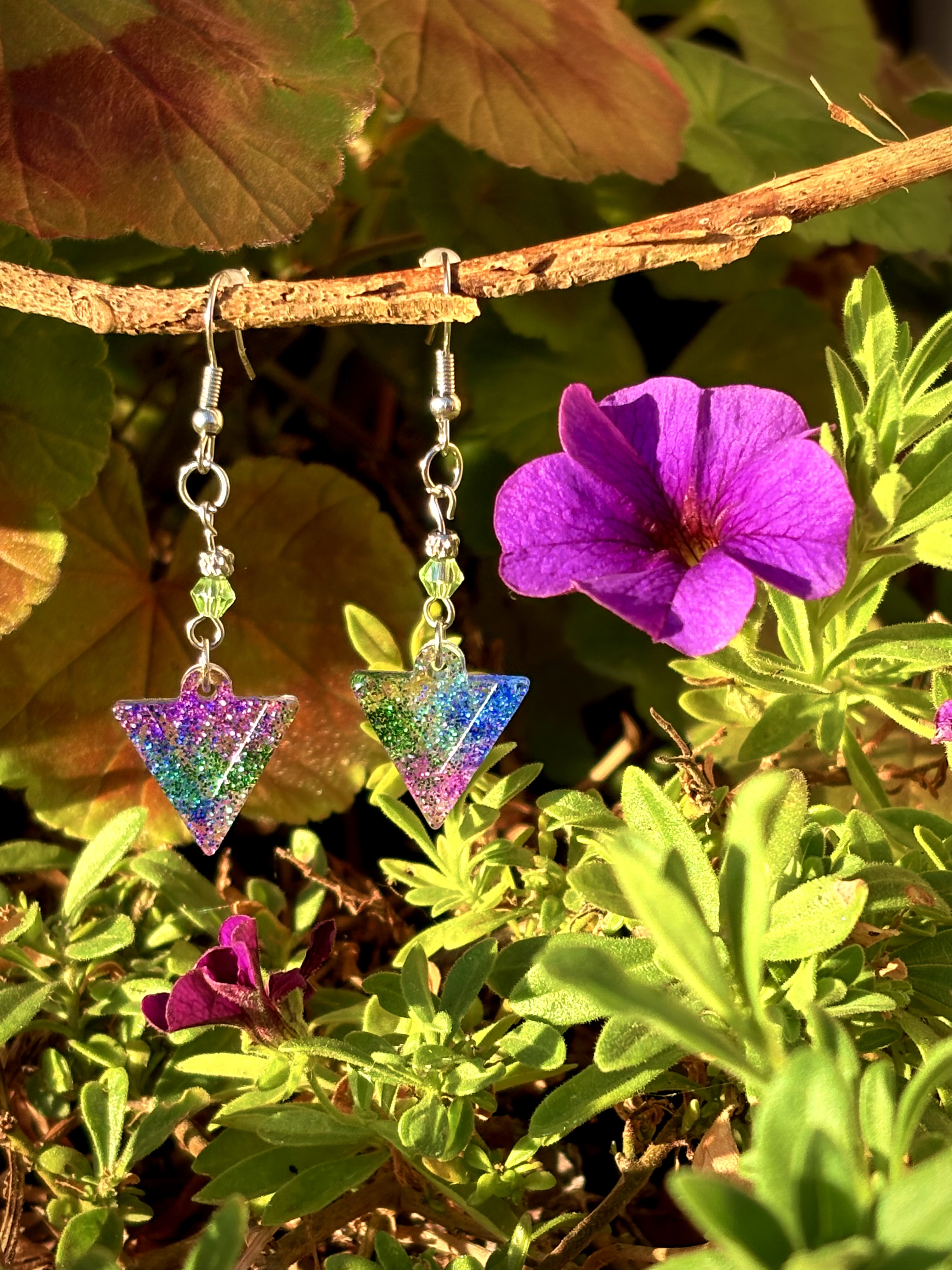 Glitter Triangle Earrings