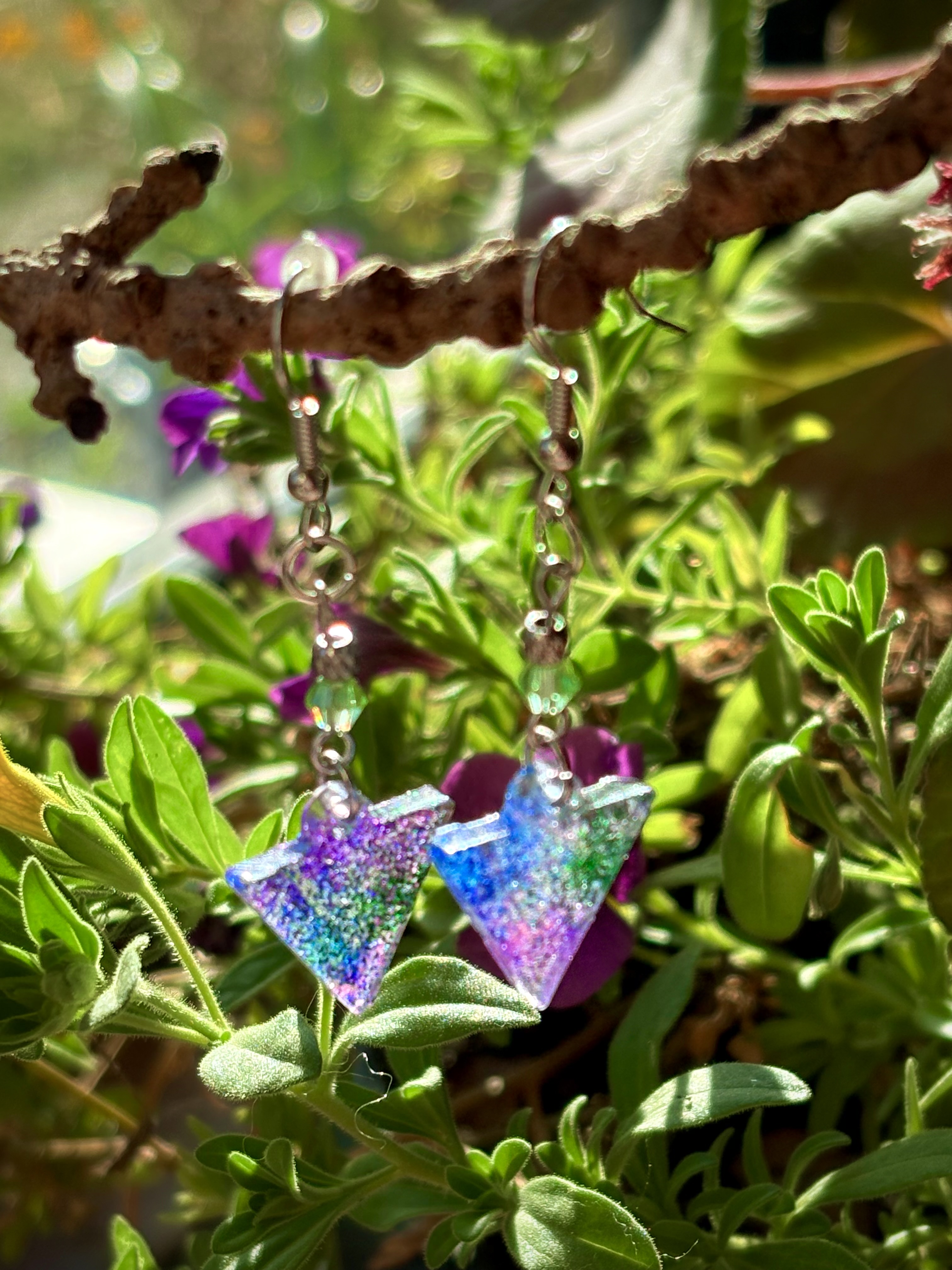 Glitter Triangle Earrings