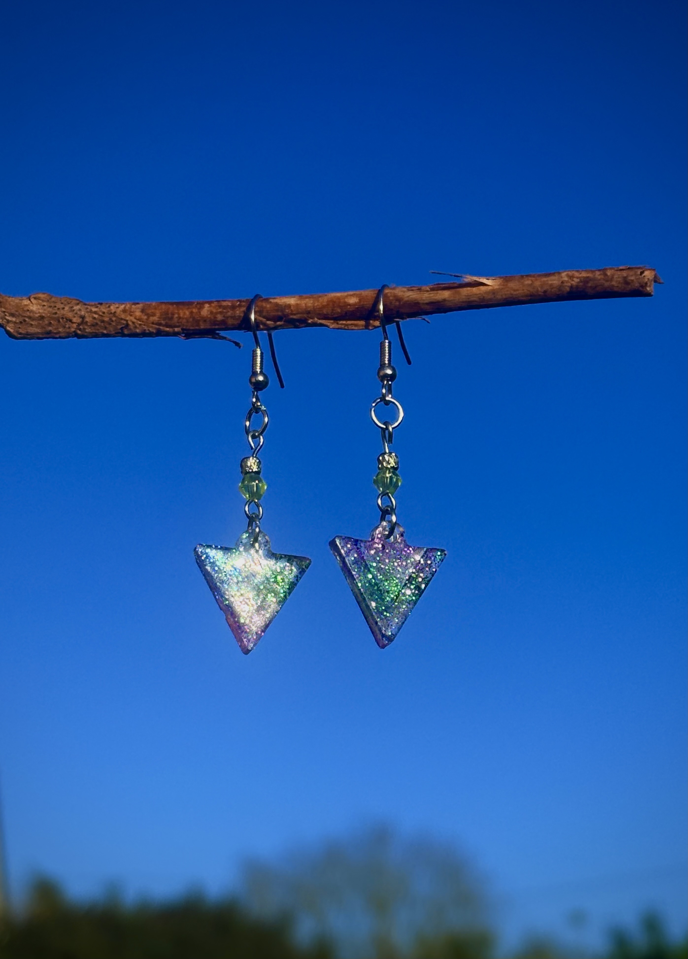 Glitter Triangle Earrings